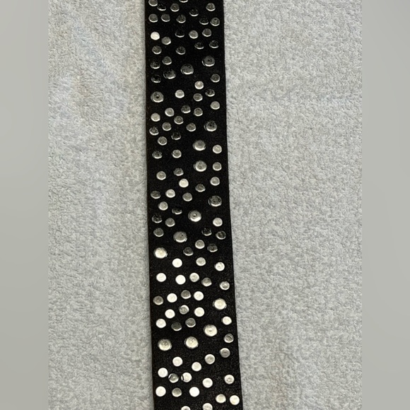 Black Genuine Leather Swarovski Crystal Belt - Picture 15 of 16